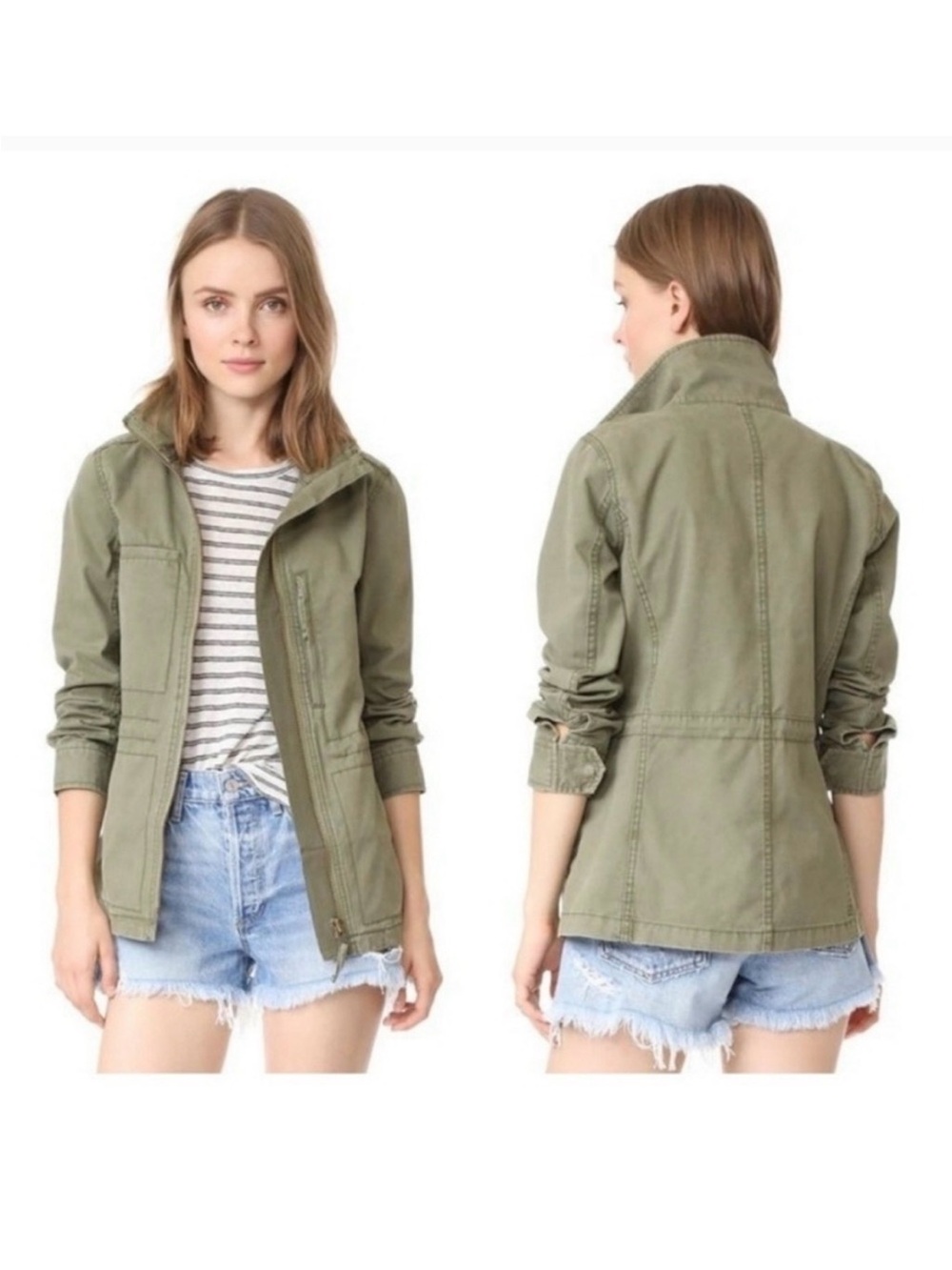 Madewell Olive Green Utility Jacket Medium 100% Cotton Military Field Jacket